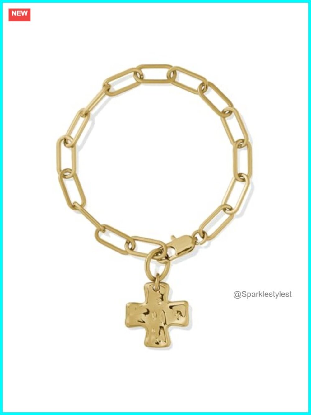 Chunky Cross Chain Bracelet PVD Coated Brass Waterproof
